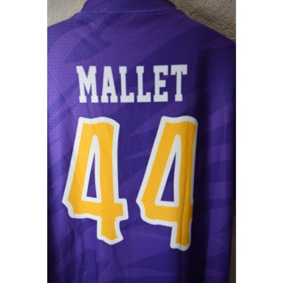 LSU Football Jersey #44 Mallet Purple Shirt Mesh Knit 2-Tone Stripes Tiger Fan M - Picture 4 of 7